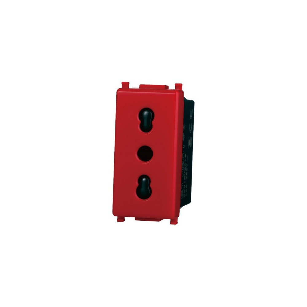 ETTROIT PRESA BIPASSO 16A - SERIE STARLIGHT - ROSSO (EV2016) Compatibile Vimar Plana