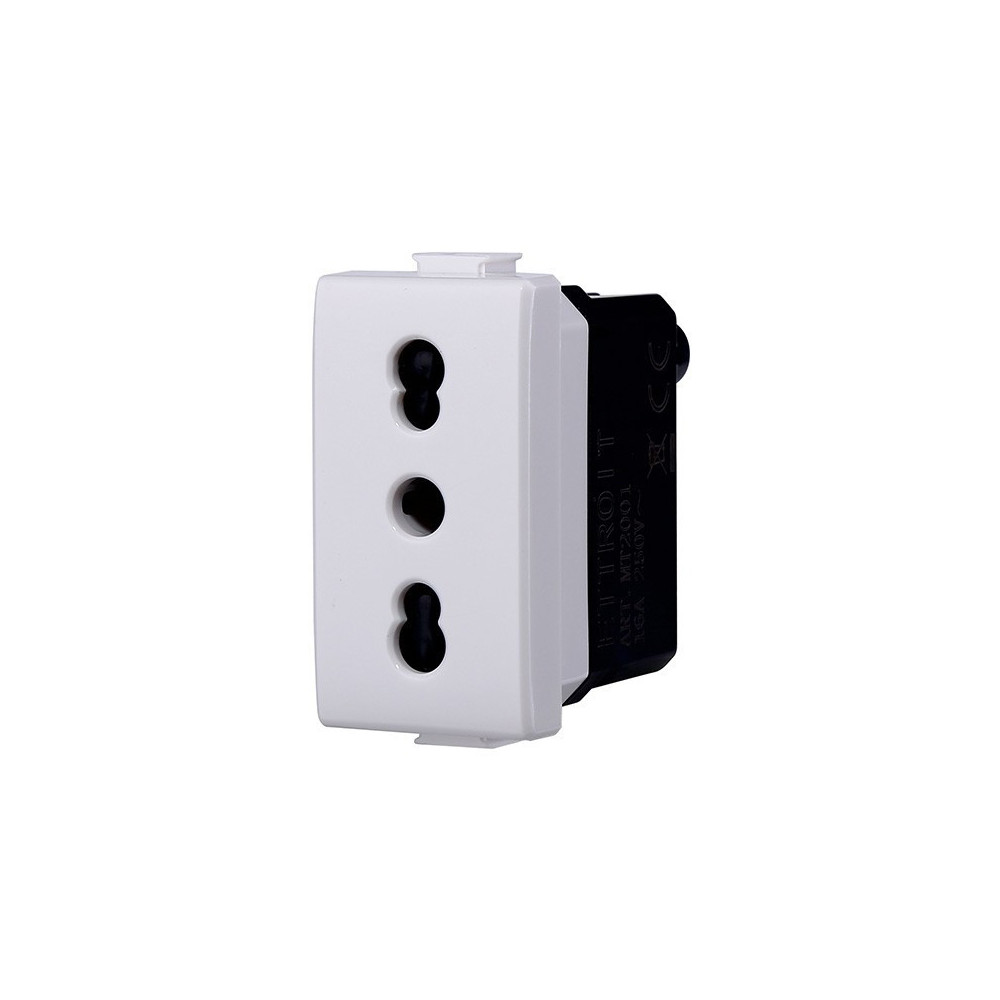 ETTROIT PRESA BIPASSO 16A - SERIE SOLAR - BIANCO (MT2001) Compatibile BTicino Matix