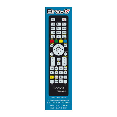 BRAVO TECHNO 3 (92602666) - TELECOMANDO PROGRAMMABILE A 3 BANCHI DI MEMORIA PER TV / VCR / DVD PLAYER / DTT / SKY